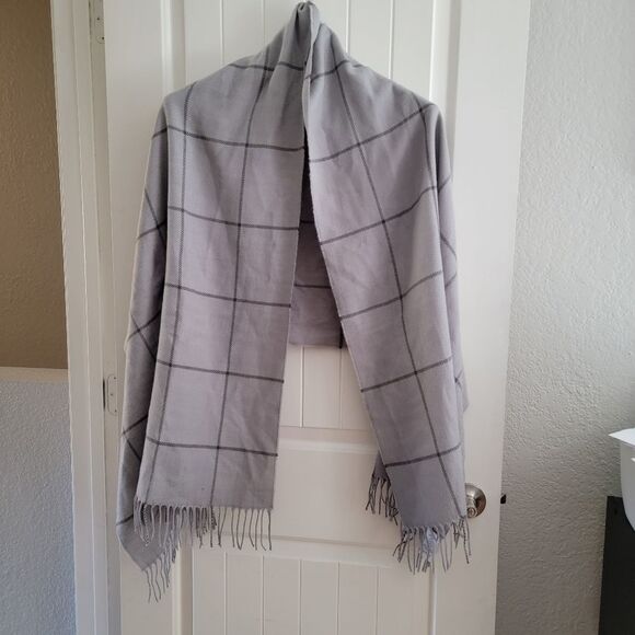 Madewell Windowpane Scarf Ashen Grey - Picture 3 of 7